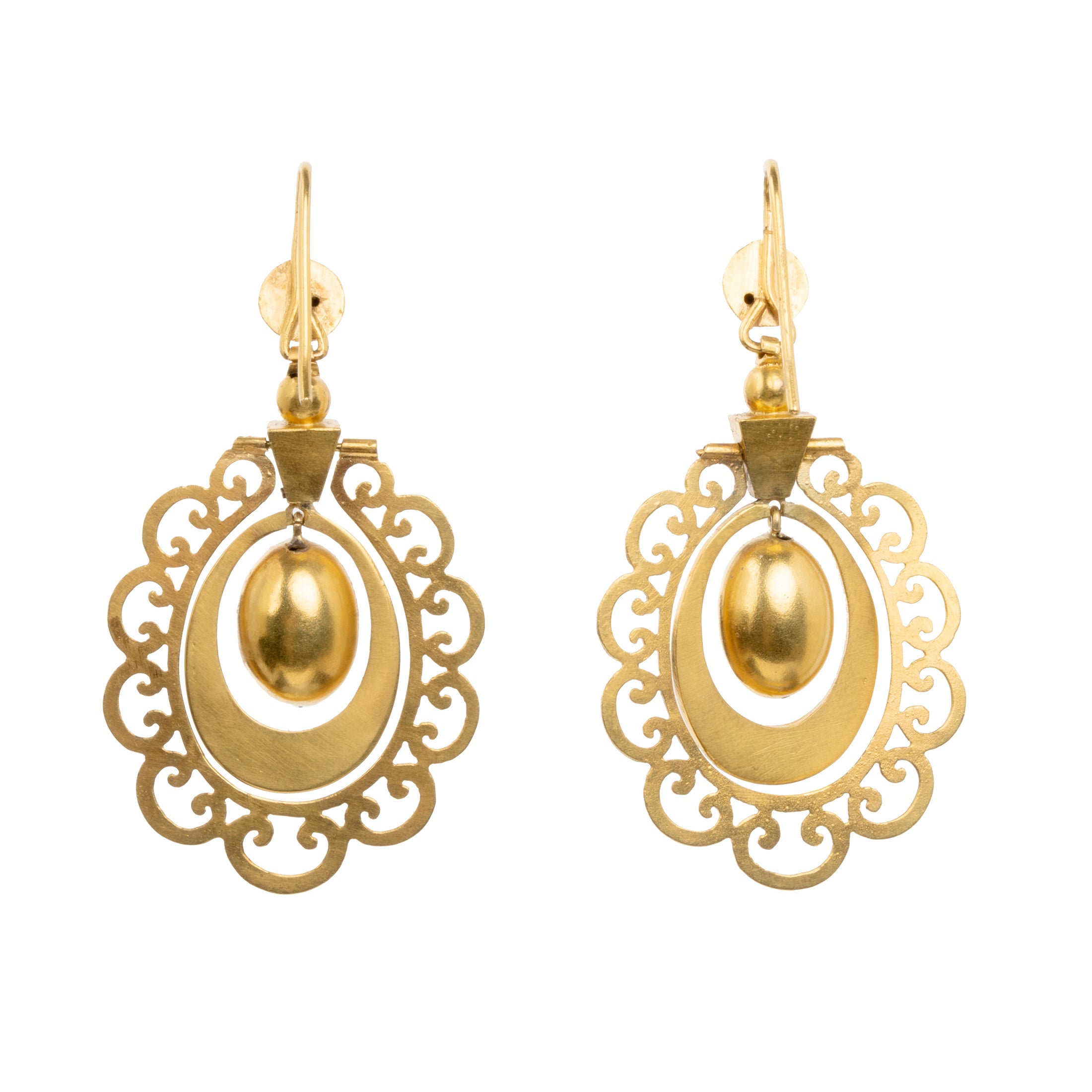 Antique Repoussé Garnet and 18K Gold Earrings For Sale at 1stDibs | 18  karat gold earrings