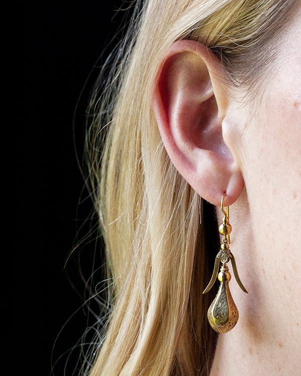 Victorian Era Gold Teardrop Earrings
