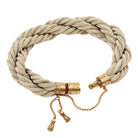 Victorian Era woven hair bracelet, with gold clasp and tassel details. Remarkably preserved twisted woven braids. English in origin. Circa 1860.