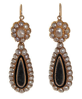 Victorian Teardrop in Pearls Locket Earrings
