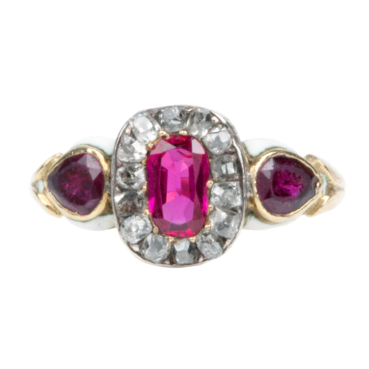 Victorian Ruby and Diamond Cluster Ring – Bell and Bird
